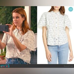 La Vie Rebecca Taylor Poppy Fields Scalloped Shirt M ASO Maddie Sweet Magnolias